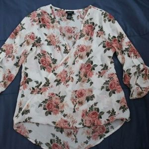 White blouse top with flowers